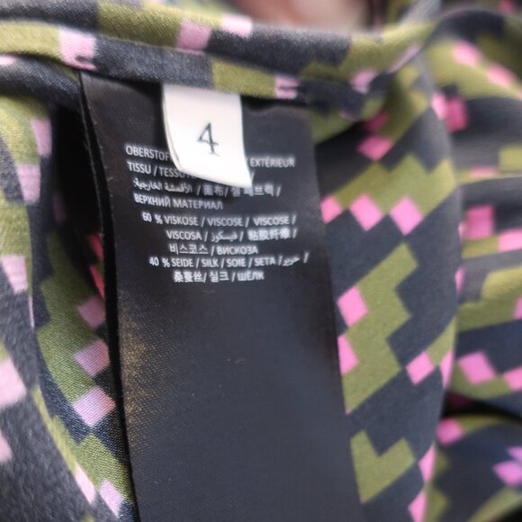 Womens Dorothee Schumacher Black, Green, Pink Design Button Down Blouse 4 - Picture 7 of 7
